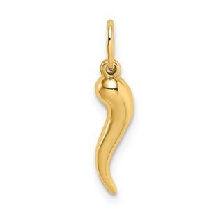 Real 10K Yellow Gold Italian Horn Cornicello Pendant Charm Small